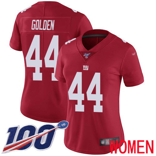 Women New York Giants #44 Markus Golden Red Limited Red Inverted Legend 100th Season Football NFL Jersey->new york giants->NFL Jersey